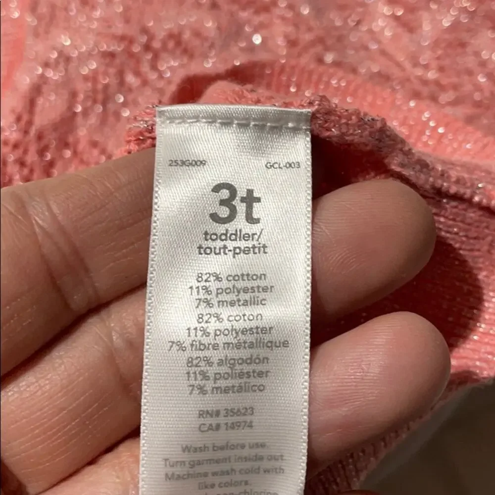 Carters 3t peach metallic cardigan worn once euc